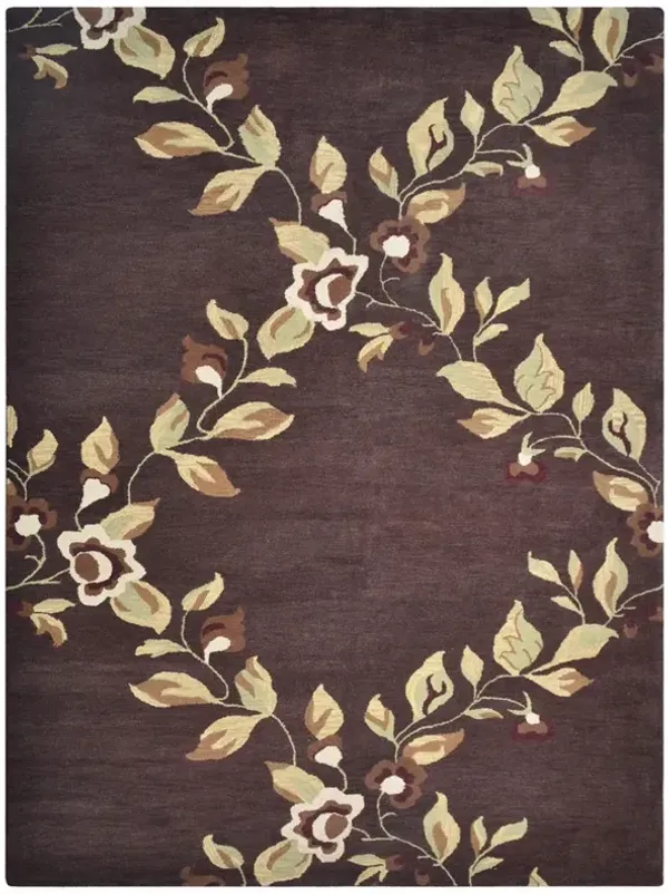 RUGSOTIC CARPETS HAND TUFTED WOOL ECO-FRIENDLY AREA RUGS  - 9'x12', Rectangle Shape, Brown, Floral Modern Design, High Pile Thick Handmade Anti Skid Area Rugs for Living Room, Bed Room (K00670)