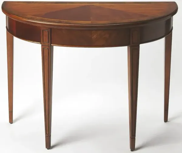 Medium Brown Half Moon Console Table for Living Room and Entryway