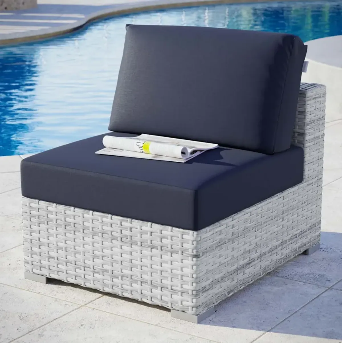 Convene Outdoor Patio Armless Chair-Benzara