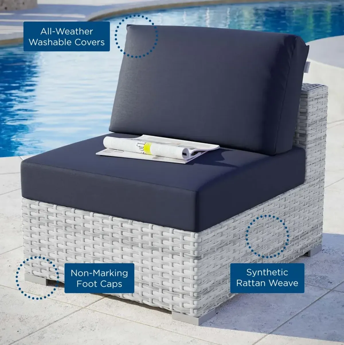 Convene Outdoor Patio Armless Chair-Benzara