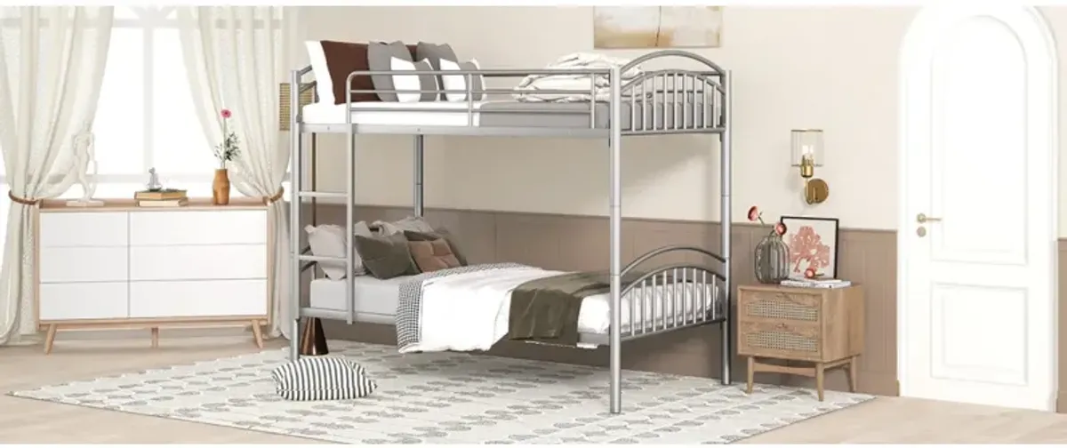 Twin Over Twin Metal Bunk Bed, Divided Into Two Beds