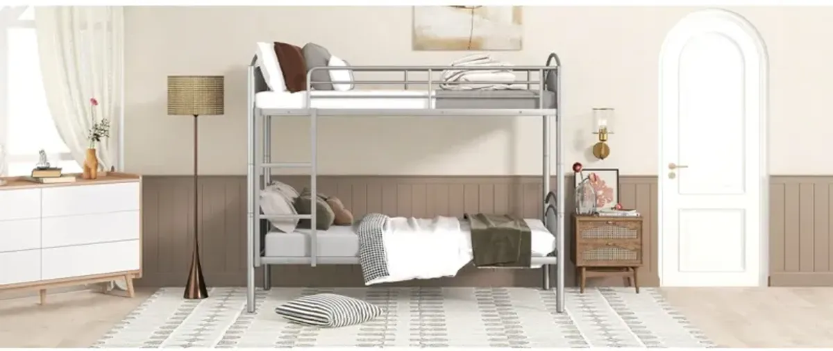 Twin Over Twin Metal Bunk Bed, Divided Into Two Beds