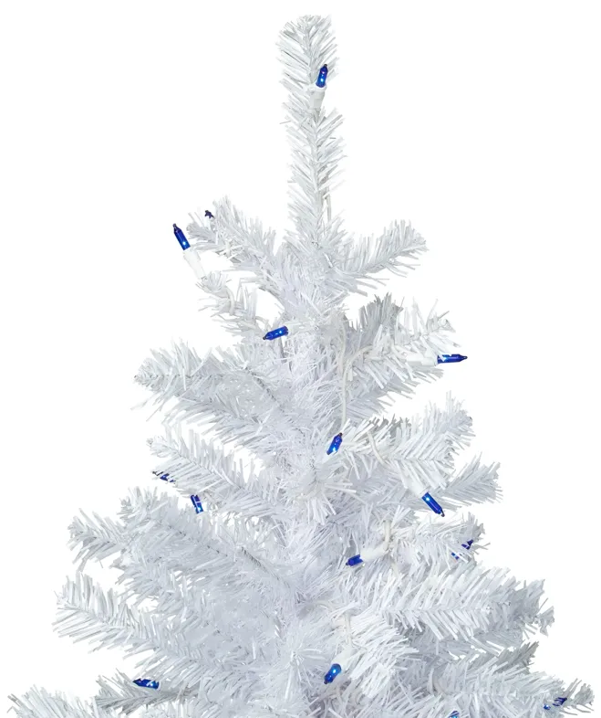 6.5' Pre-Lit Woodbury White Pine Pencil Artificial Christmas Tree  Blue Lights