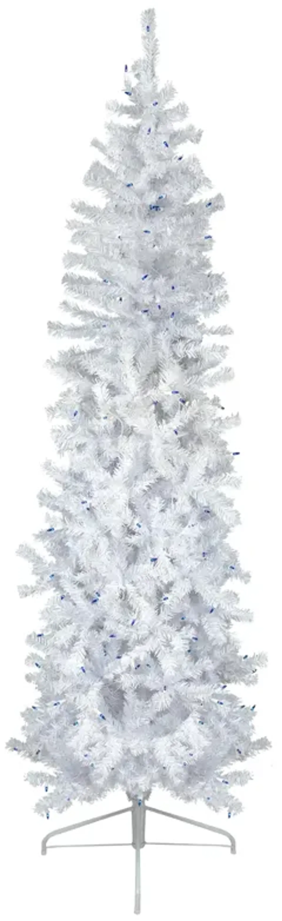 6.5' Pre-Lit Woodbury White Pine Pencil Artificial Christmas Tree  Blue Lights