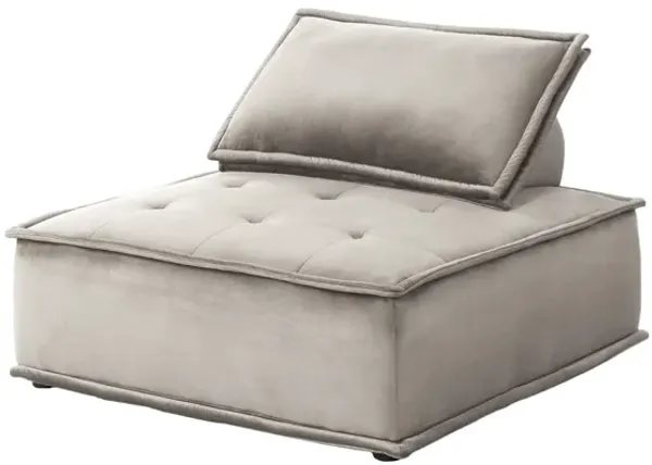 Anna Light Gray Velvet Armless Lounge Chair