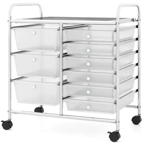 9-Drawer Rolling Organizer Cart – Multi-Color Storage with Metal Frame