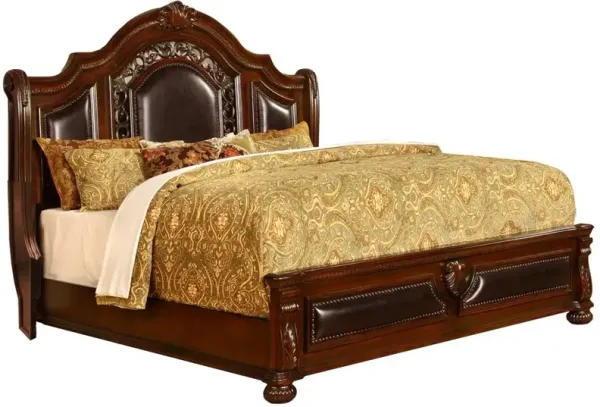 Best Master Furniture Bessy Traditional Cherry Wood Cali King Platform Bed
