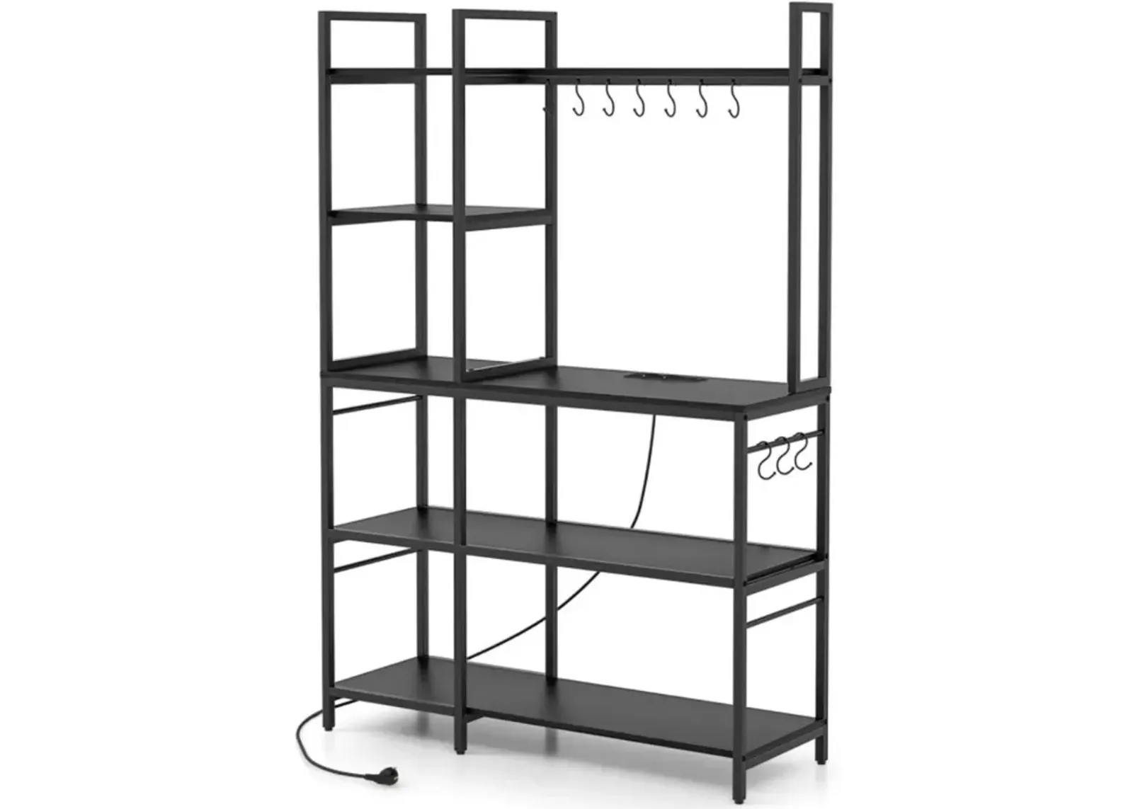 Hivvago 5-Tier Bakers Rack with Power Outlets and 10 S-Shaped Hooks