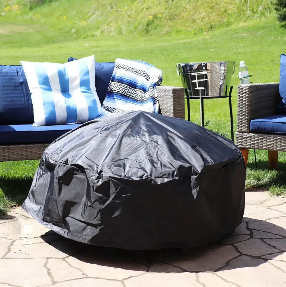 Sunnydaze Weather-Resistant PVC Round Fire Pit Cover