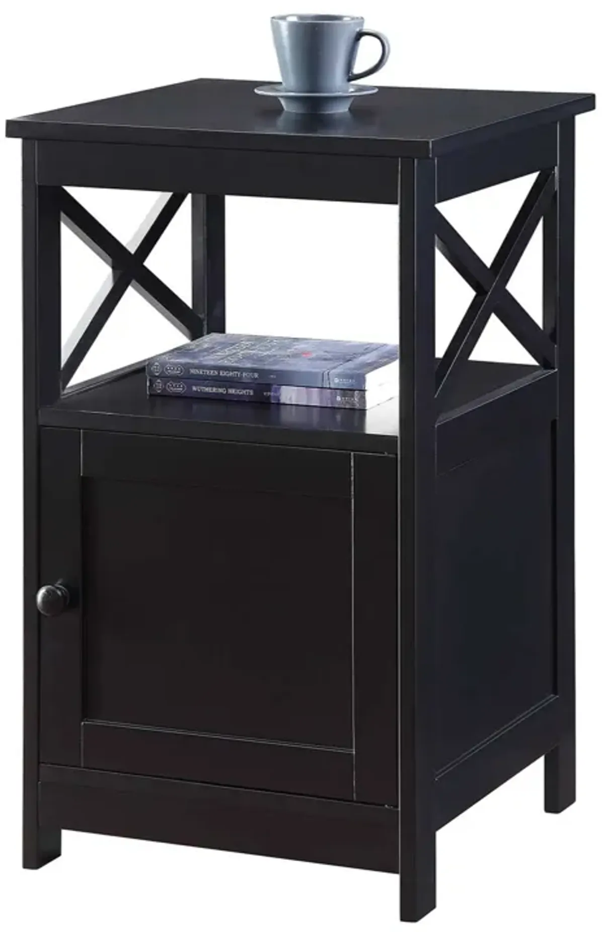 Oxford End Table with Storage Cabinet and Shelf