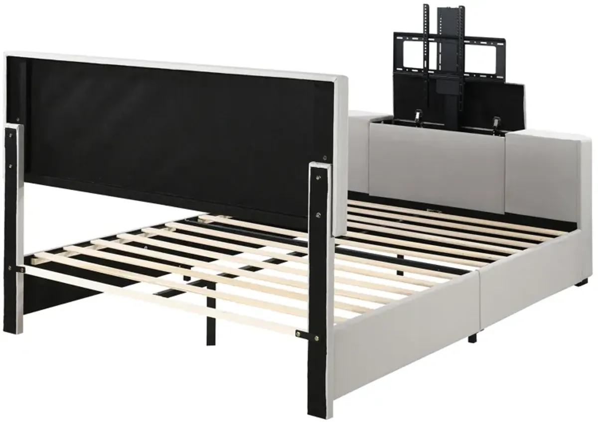 Merax Contemporary Upholstery TV Platform Bed Frame