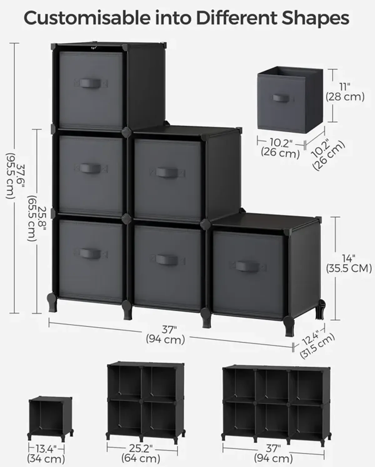 Cube Storage Organizer with 6 Storage Boxes