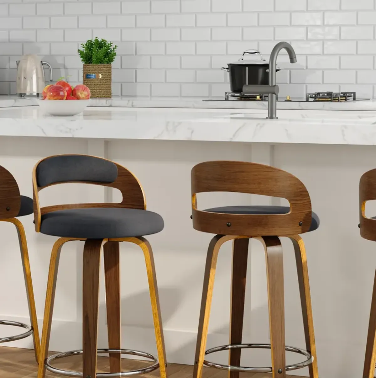 Modern Upholstered Swivel Counter Height Stool