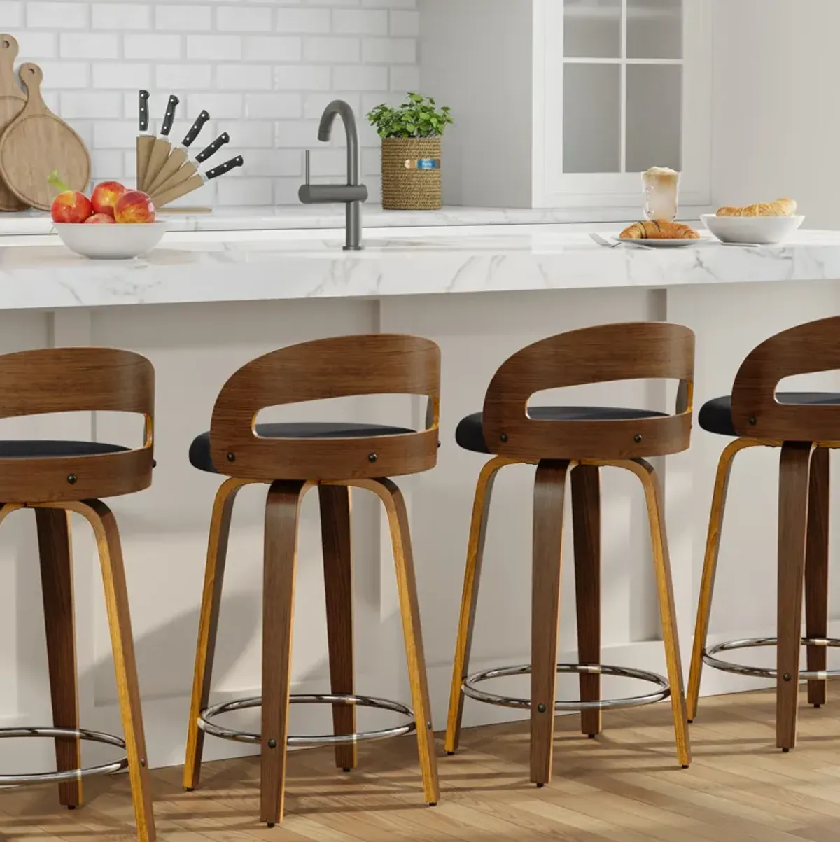 Modern Upholstered Swivel Counter Height Stool