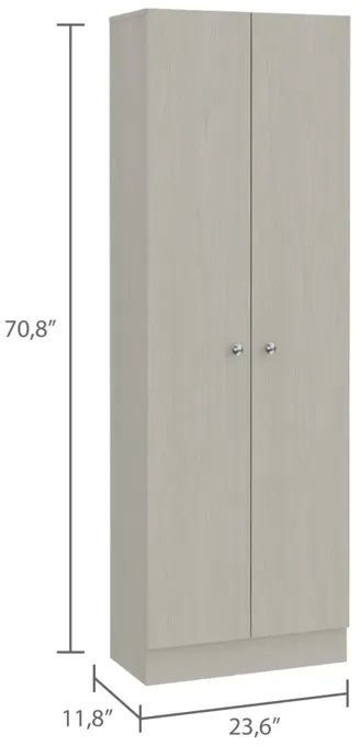 Multi Storage Pantry Abinet, Five Shelves, Double Door Cabinet - Pearl