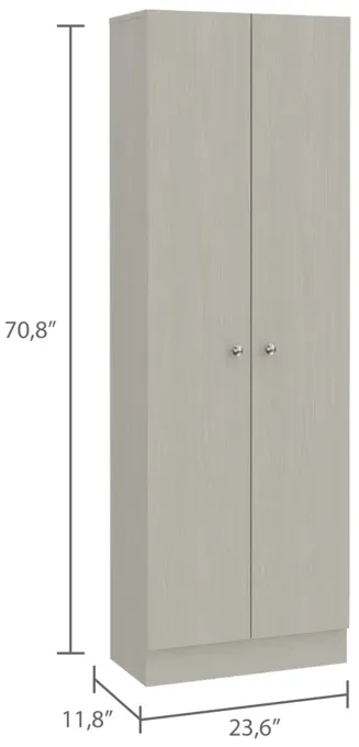 Multi Storage Pantry Abinet, Five Shelves, Double Door Cabinet - Pearl