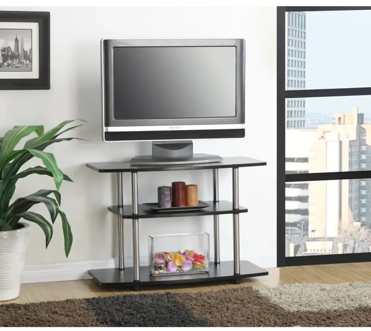 Convenience Concepts Designs2Go No Tools 3 Tier TV Stand