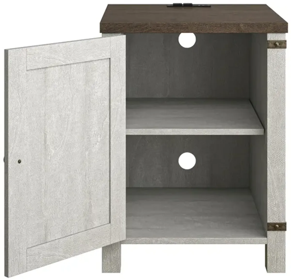 FESTIVO Farmhouse End Table with Charging Station and Storage