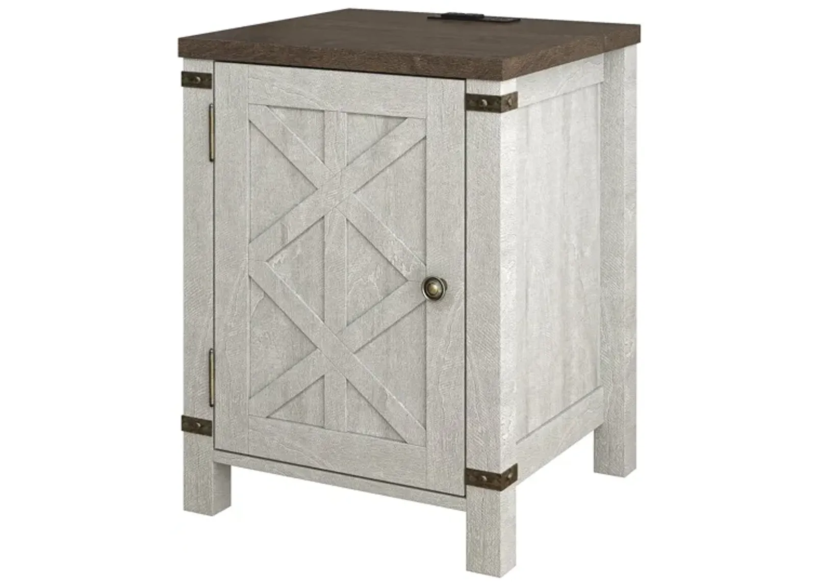 FESTIVO Farmhouse End Table with Charging Station and Storage