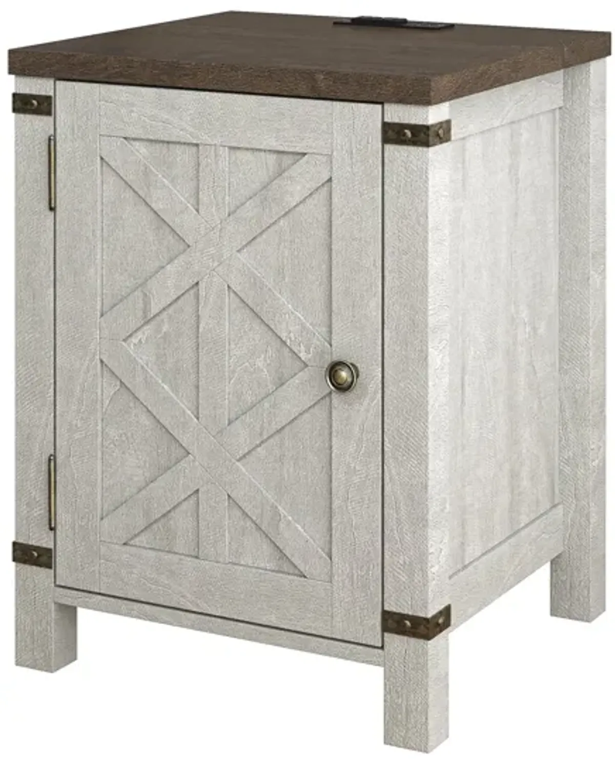 FESTIVO Farmhouse End Table with Charging Station and Storage