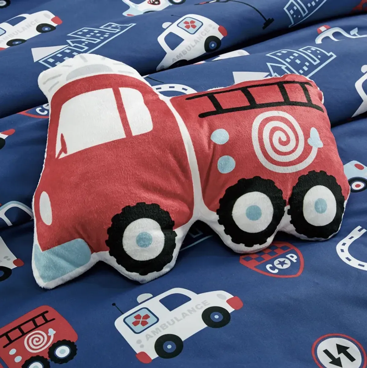 MarCielo Kids Girls Boys Comforter Set Fire Truck.