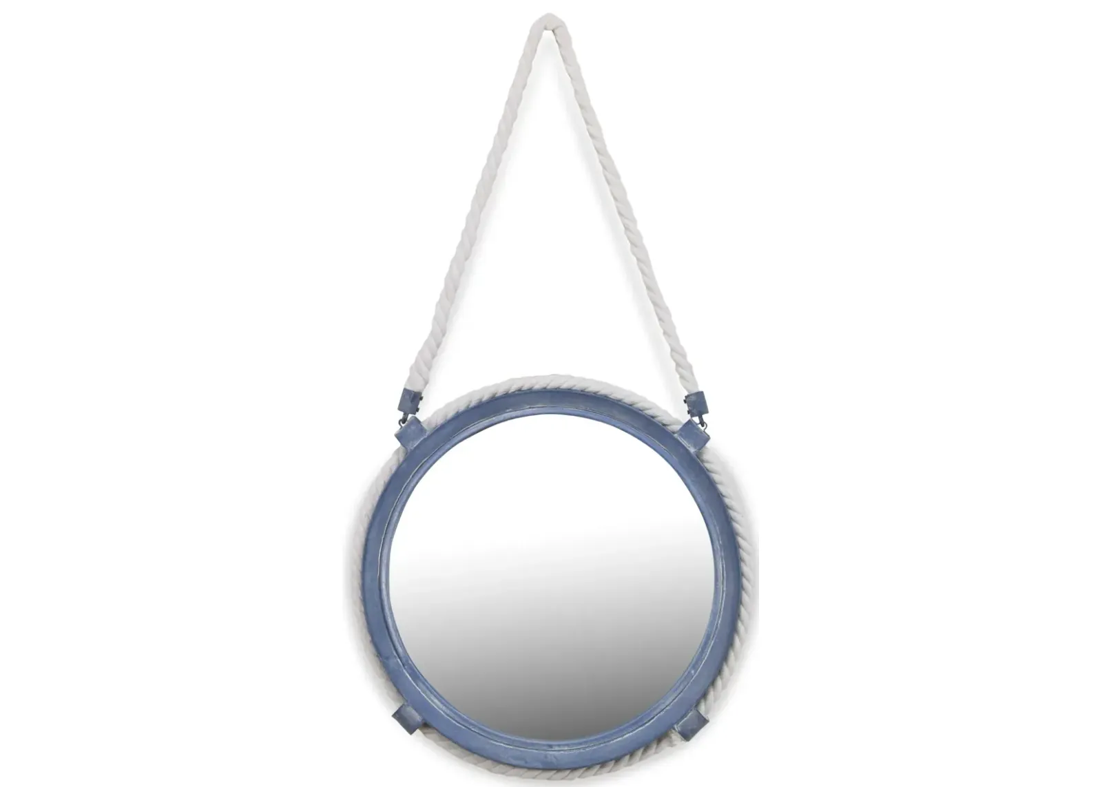 25" Blue Rope Accent Metal Framed Round Wall Mirror