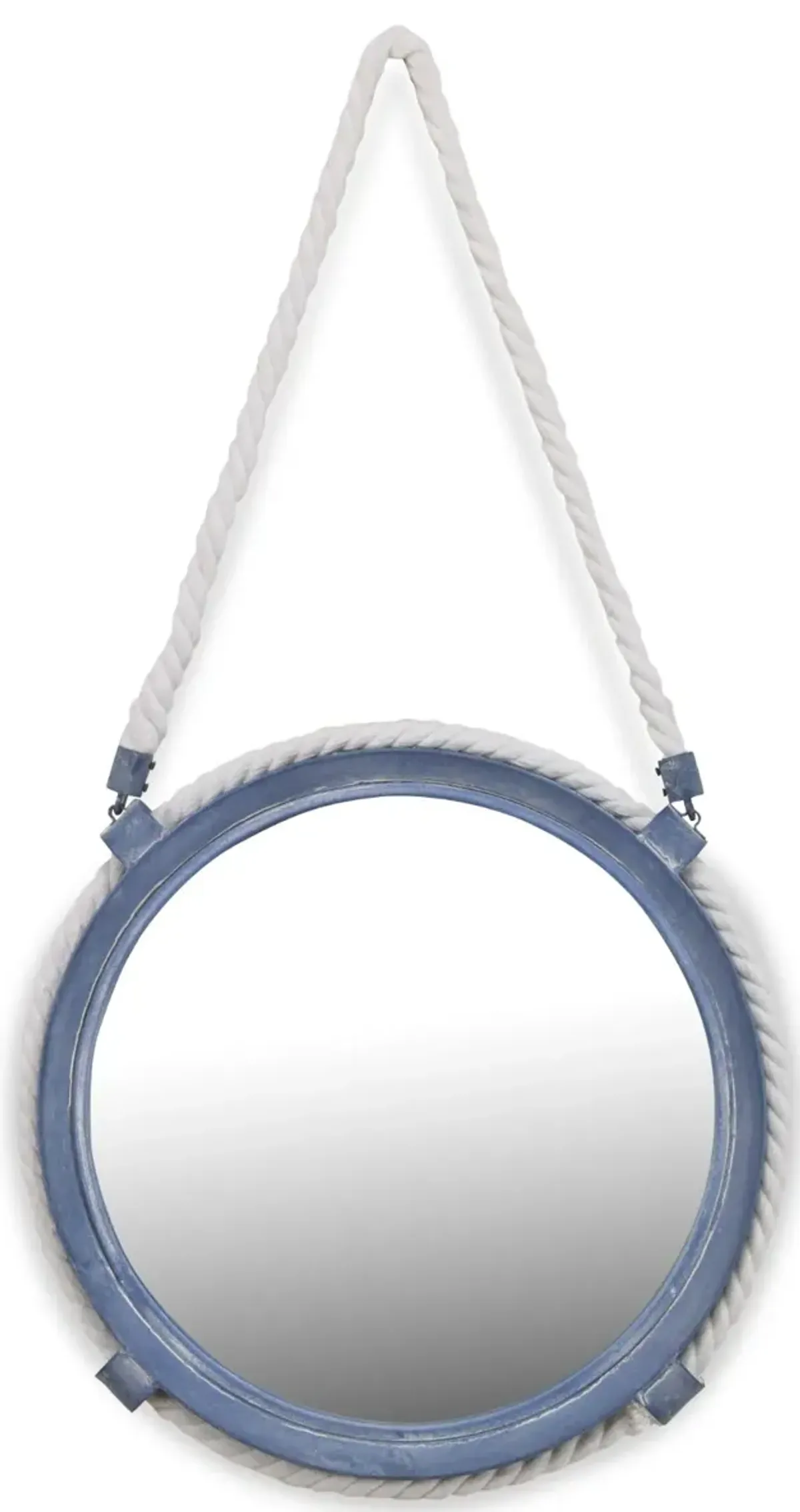 25" Blue Rope Accent Metal Framed Round Wall Mirror