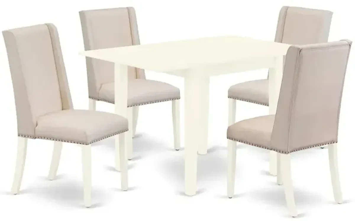 Dining Room Set Linen White, NDFL5-LWH-01