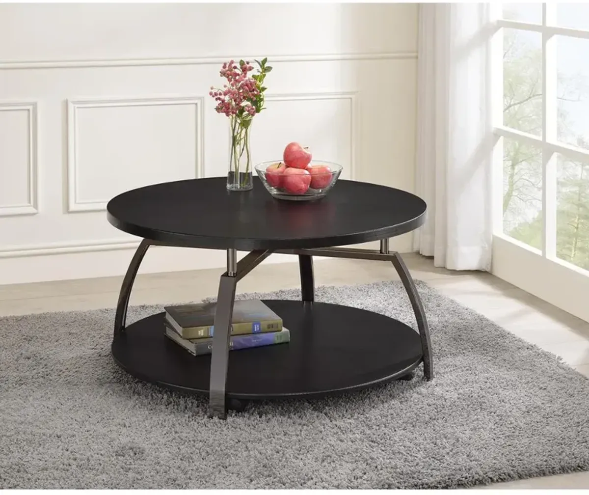 Dacre Round Coffee Table Dark Grey and Black Nickel