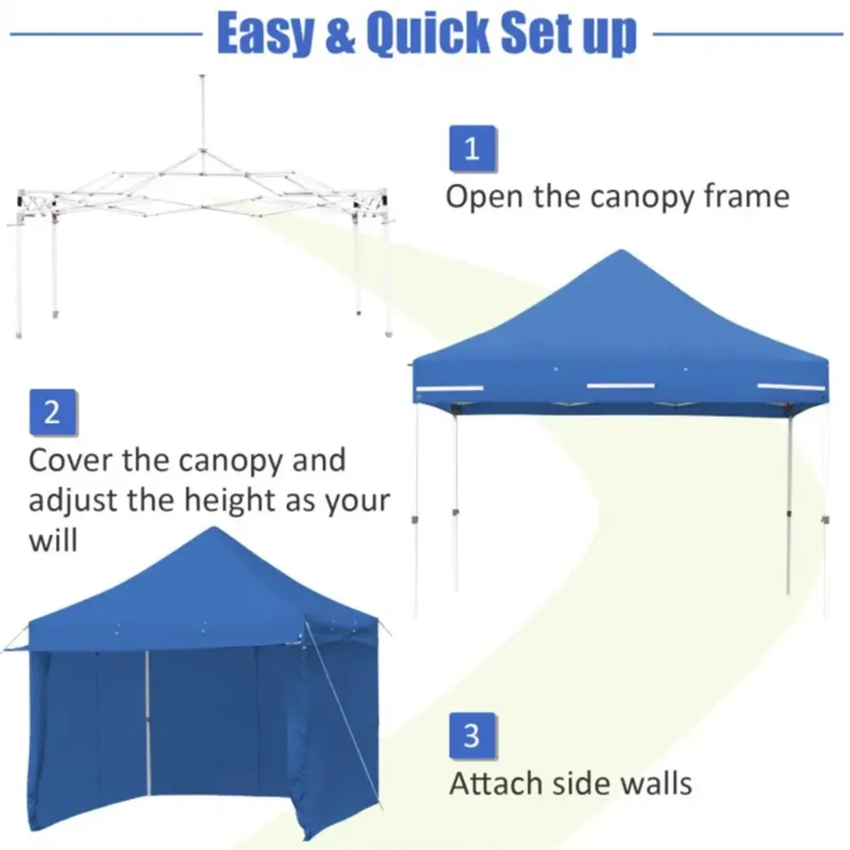 Hivvago 10 x 10 Feet Pop up Gazebo with 4 Height and Adjust Folding Awning