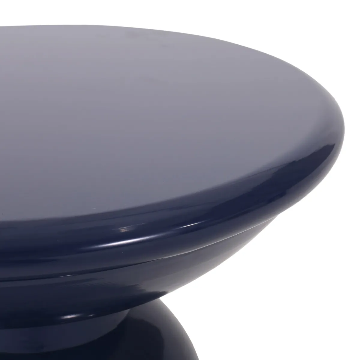 Suma Outdoor End Table Set of 2, Round, Pedestal Base, Navy Blue Iron - Benzara