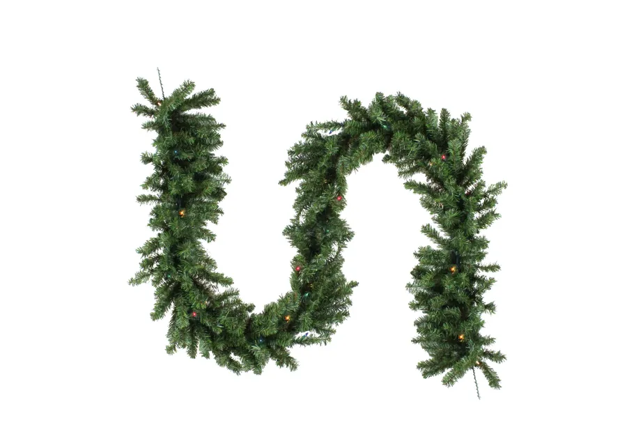 9' x 14" Pre-Lit Canadian Pine Artificial Christmas Garland  Multi Lights