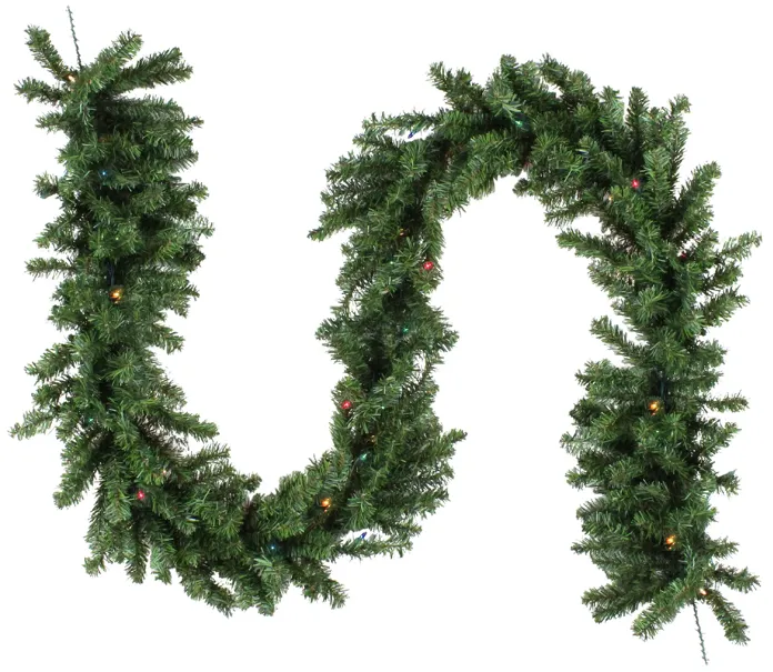 9' x 14" Pre-Lit Canadian Pine Artificial Christmas Garland  Multi Lights