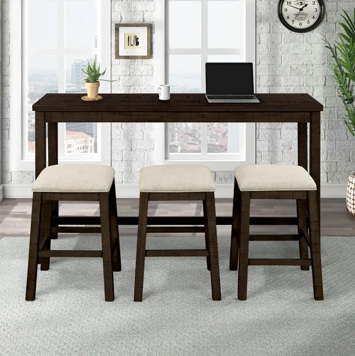 Merax Rustic Bar Dining Set with Socket