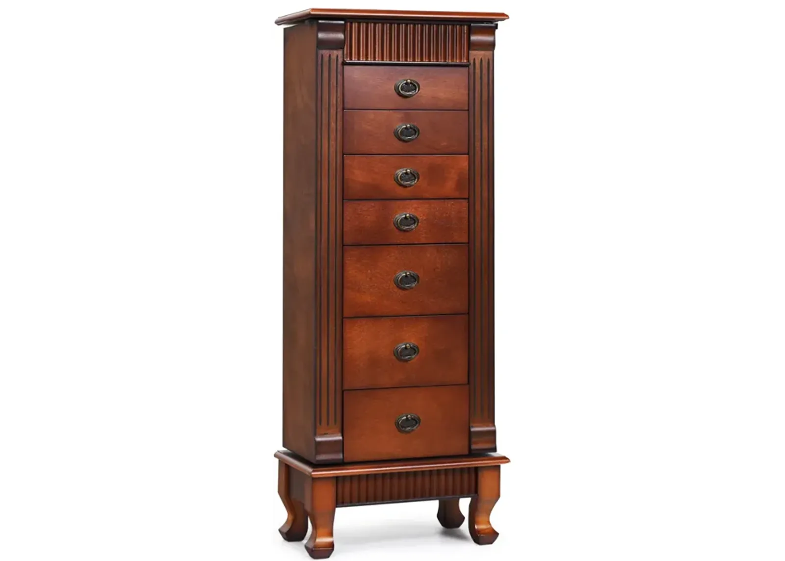 Wooden Jewelry Armoire Cabinet Storage Chest with Drawers and Swing Doors