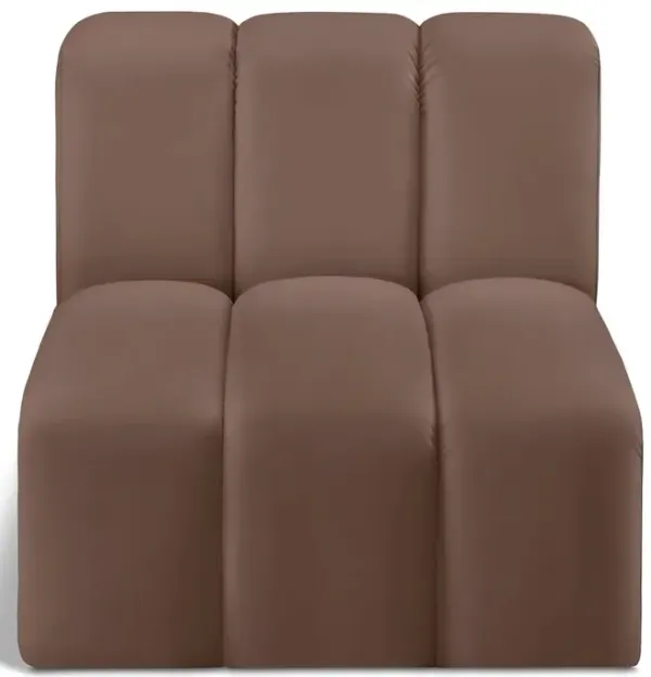 Meridian Furniture Arc Brown Vegan Leather Straight Chair