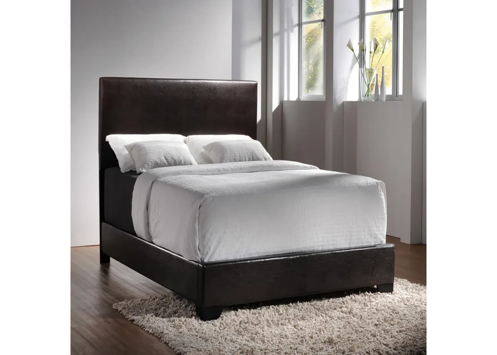 Sophisticated Queen Upholstered Bed, Brown-Benzara