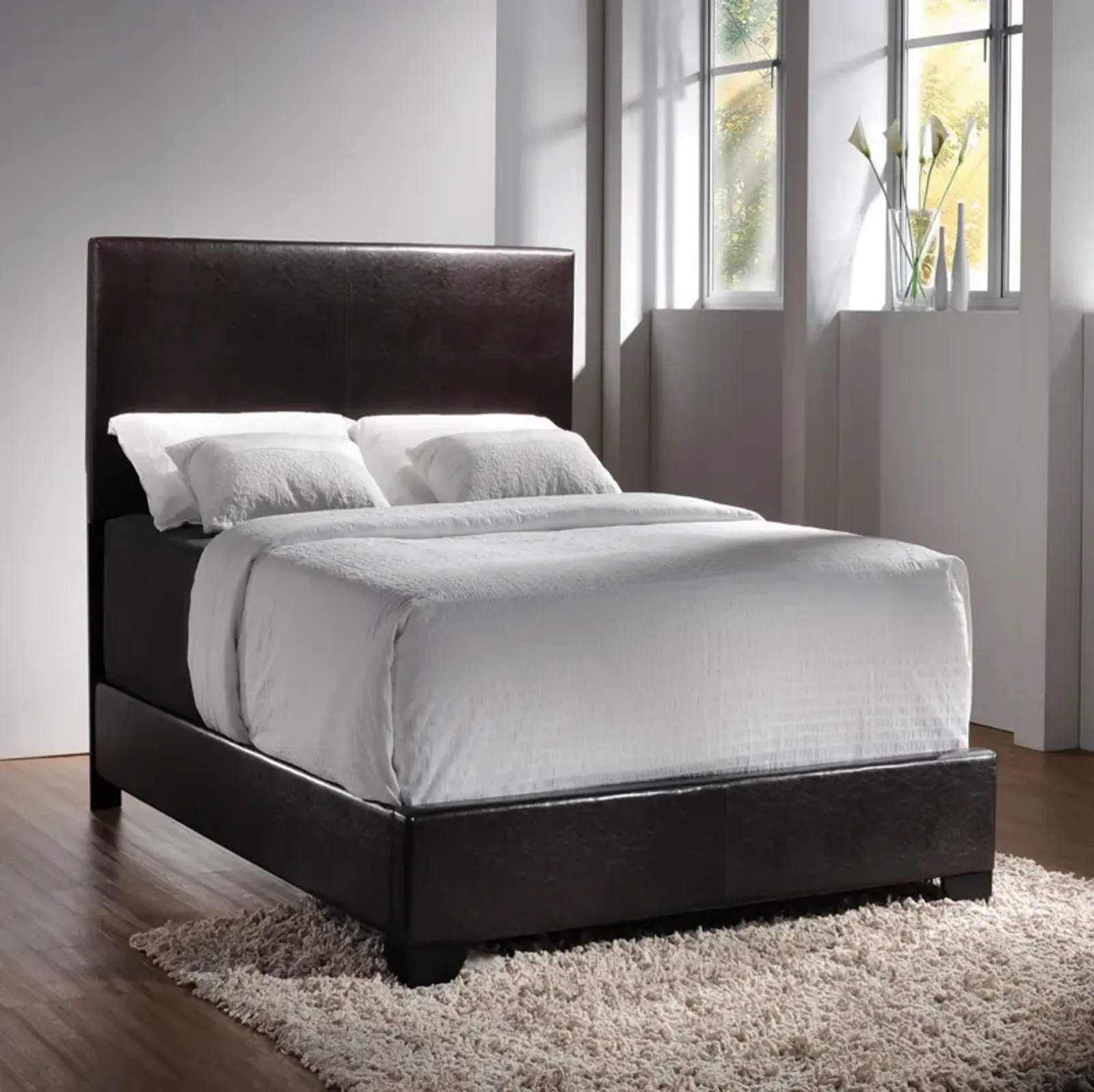 Sophisticated Queen Upholstered Bed, Brown-Benzara