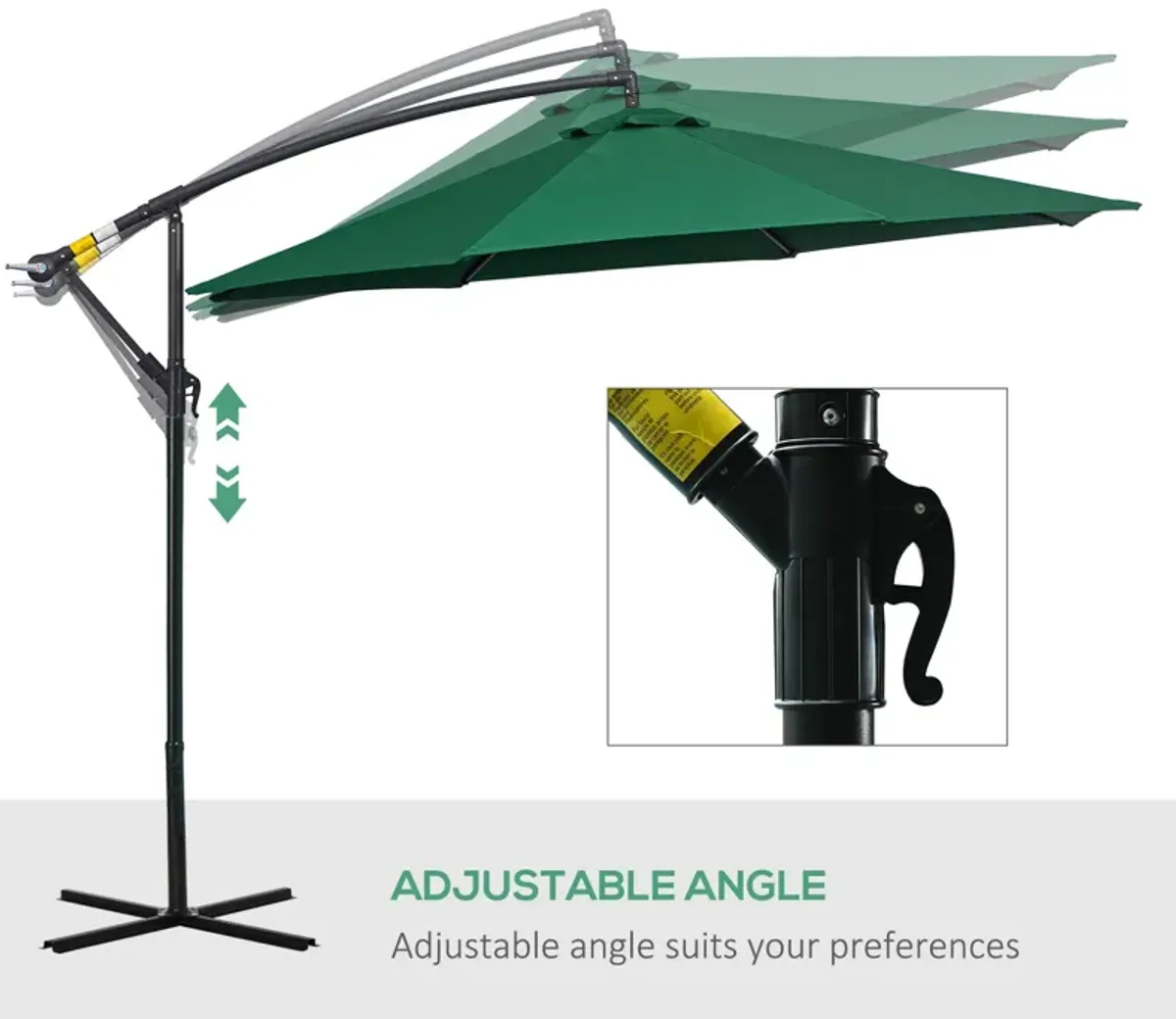 Flexible Sun Shield: 10' Green Cantilever Patio Umbrella with Tilt Function