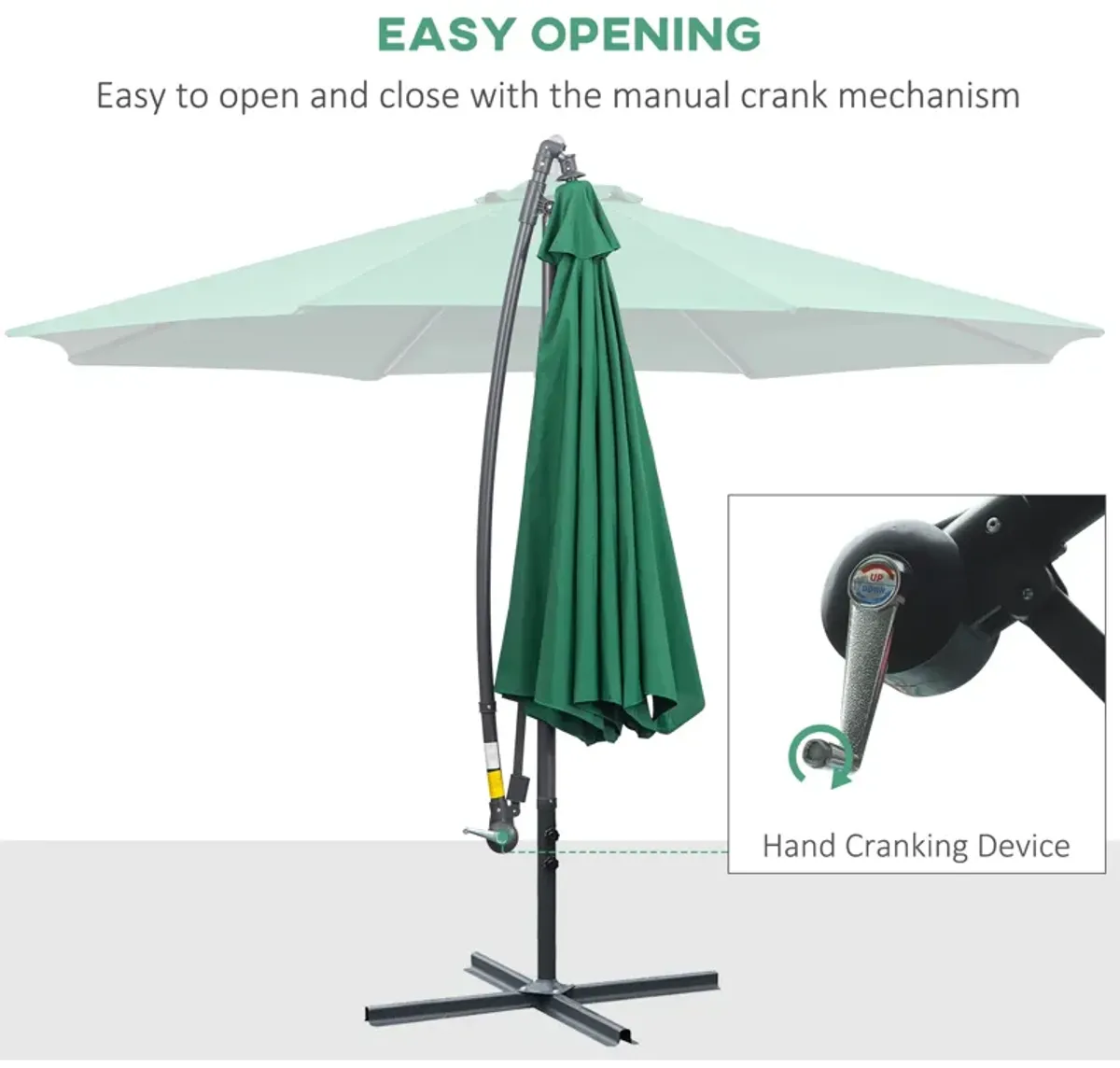 Flexible Sun Shield: 10' Green Cantilever Patio Umbrella with Tilt Function