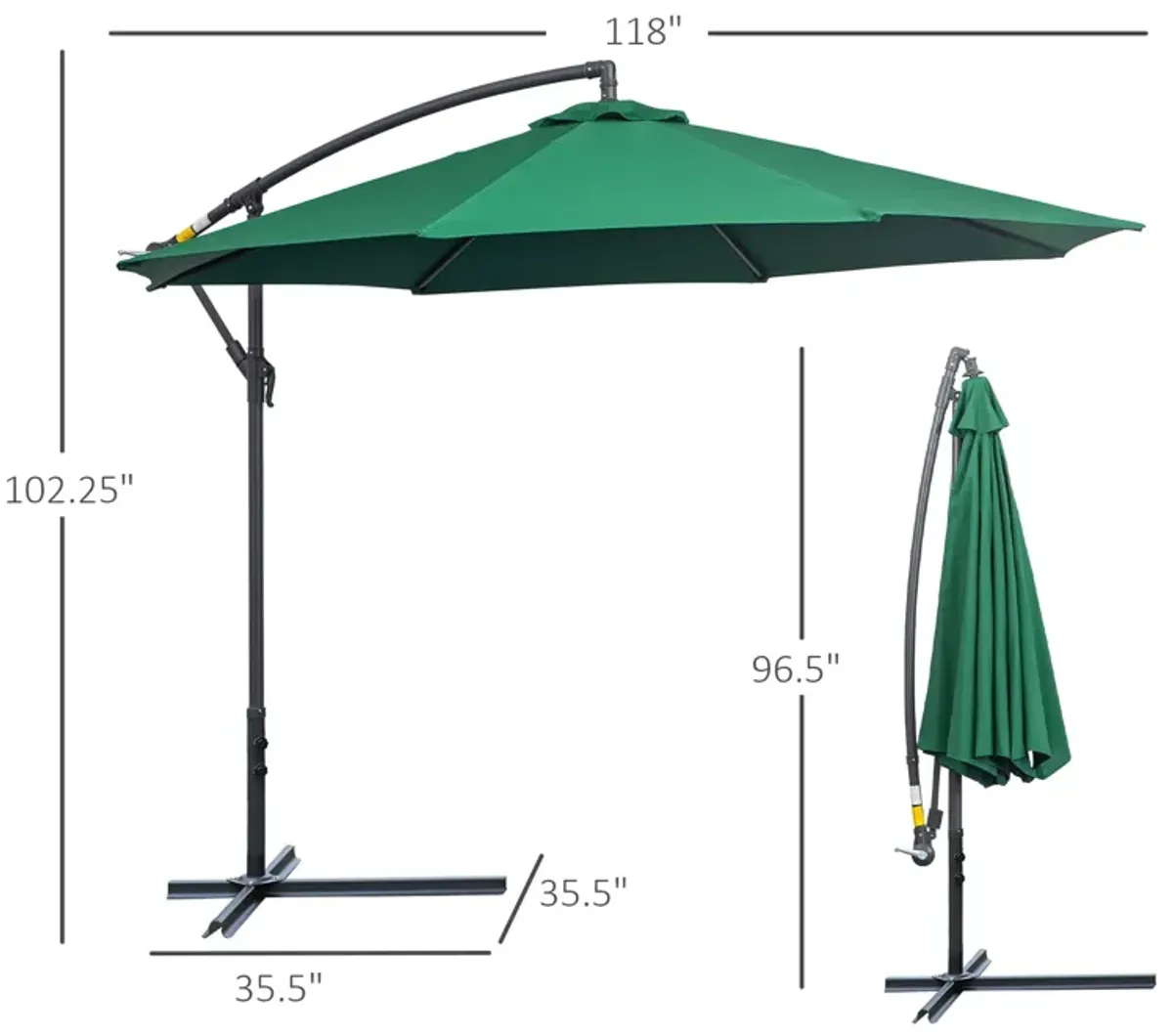 Flexible Sun Shield: 10' Green Cantilever Patio Umbrella with Tilt Function