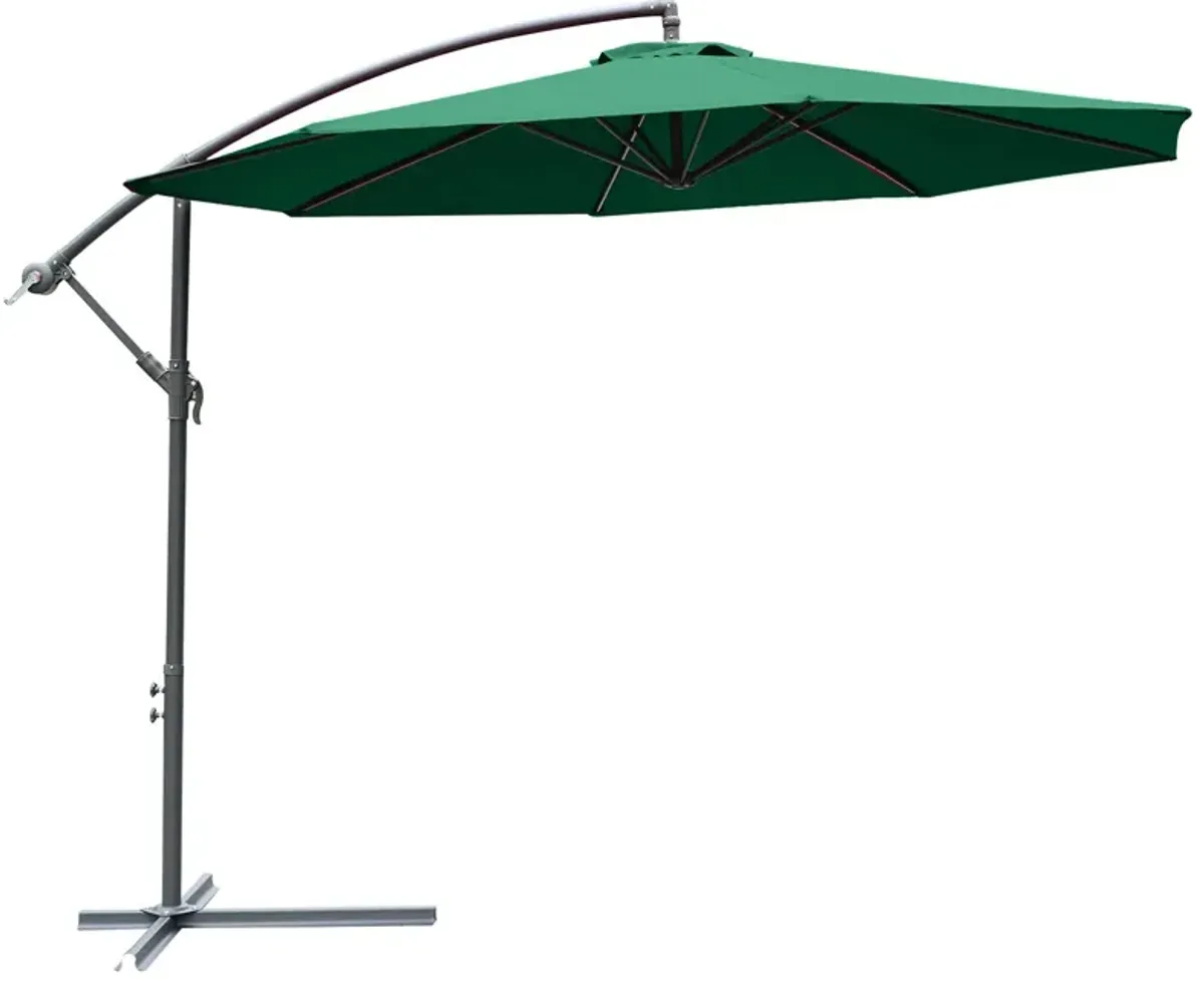 Flexible Sun Shield: 10' Green Cantilever Patio Umbrella with Tilt Function