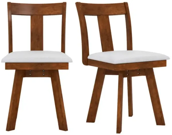 Hivvago Set of 2 Swivel Dining Room Chairs with Rubber Wood Frame