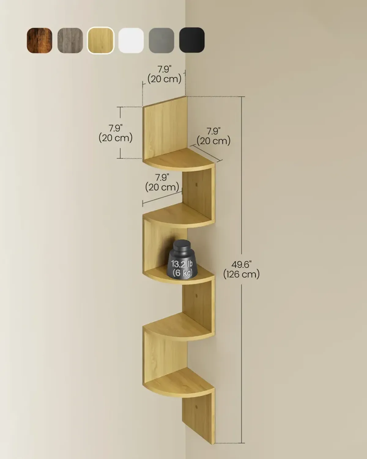 Modern 5-Tier Zigzag Floating Wall Shelf: Stylish Bookshelf for Unique Spaces