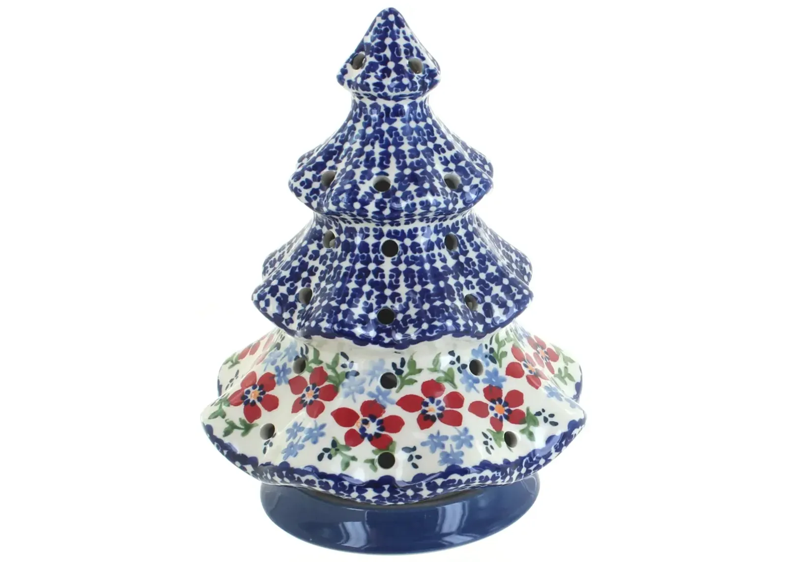 Blue Rose Polish Pottery Festive Fir Tree Luminary