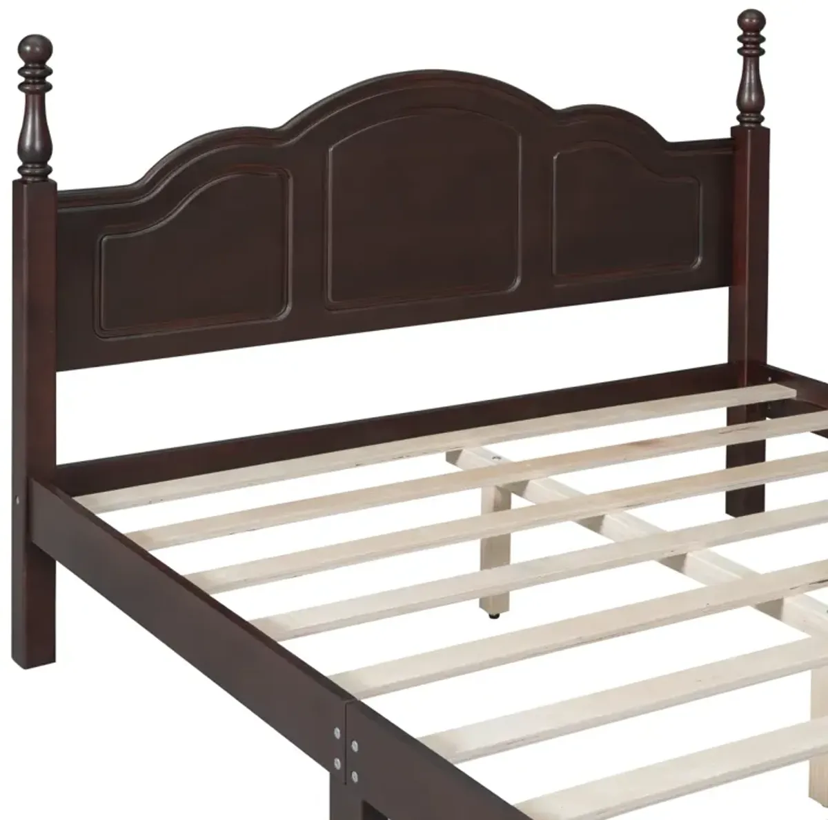 Queen Size Wood Platform Bed Frame, Retro Style Platform Bed With Wooden Slat Support