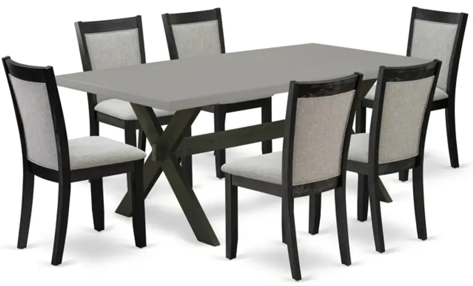 East West Furniture X697MZ606-7 7Pc Dining Set - Rectangular Table and 6 Parson Chairs - Multi-Color Color