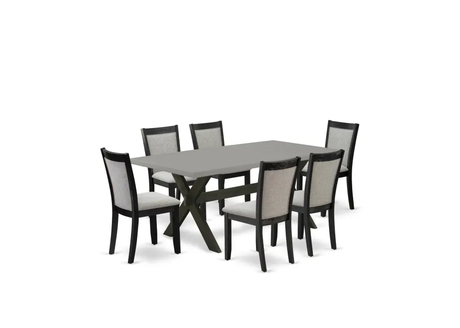 East West Furniture X697MZ606-7 7Pc Dining Set - Rectangular Table and 6 Parson Chairs - Multi-Color Color