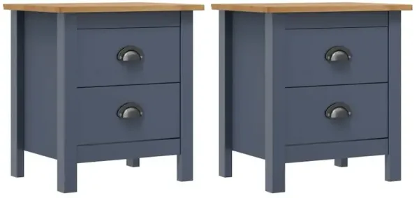Bedside Cabinets Hill 2pcs Gray 18.1"x13.8"x19.5" Pine Wood