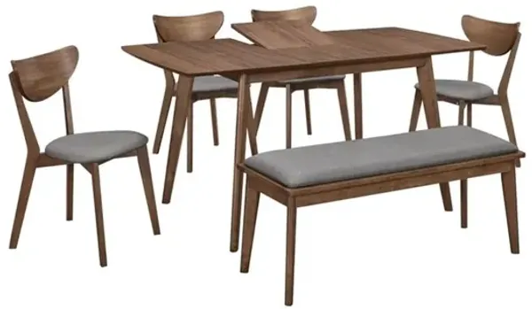 Coaster Alfredo Dining Room Set Natural Walnut and Grey